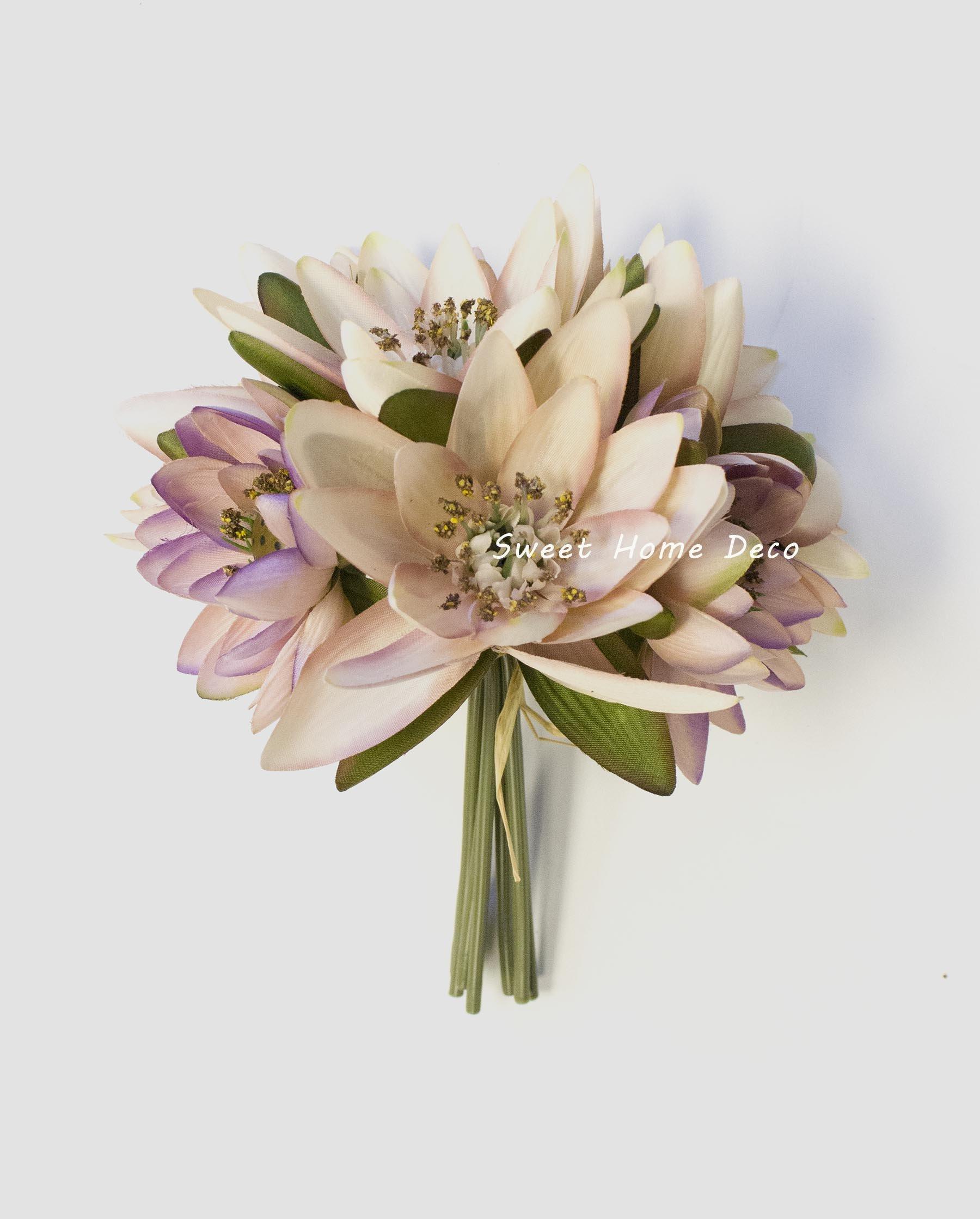 Sweet Home Deco Sweet Home Deco 9\'\' Silk Lotus Flower Bouquet (6 Stems/6 Flower Heads) for Wedding Home Decoration (Mauve/Pink)