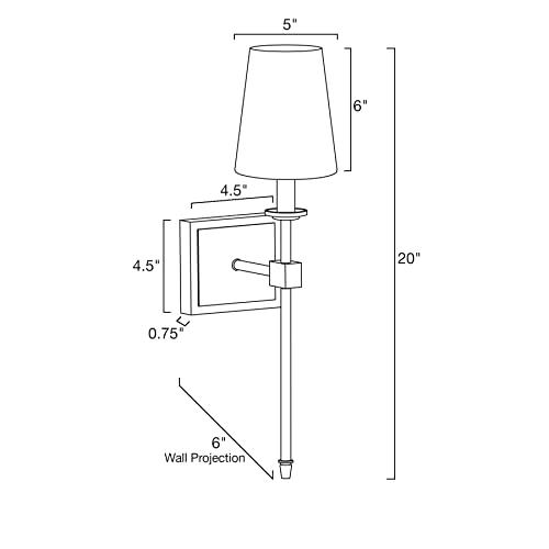 Kira Home Kira Home Torche 20" Wall Sconce/Wall Light + Linen Shade, Brushed Nickel Finish