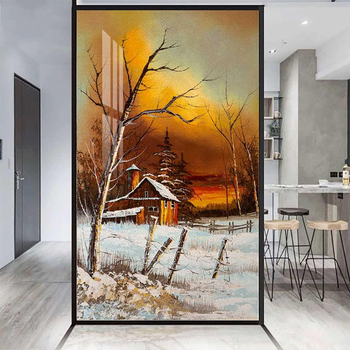 Generic Window Privacy Film Sun UV Blocking Frosted Glass Window Film Self-Adhsive Glass Door Stickers Heat Control Window Covering Winter Cold Deer 17.7Wx23.6L-inch