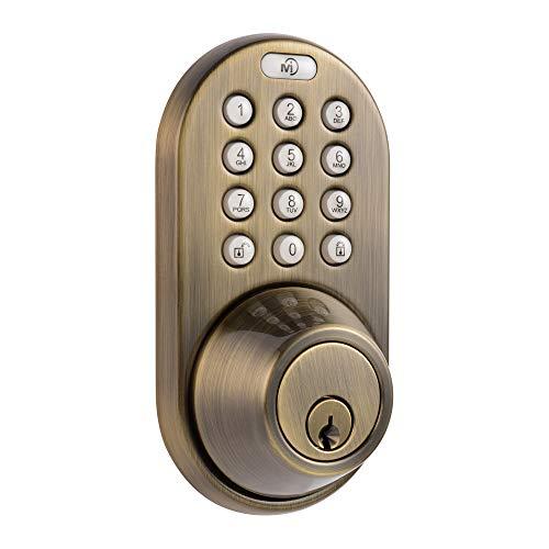 MiLocks MiLocks TF-02AQ Digital Deadbolt Door Lock with Electronic Keypad for Exterior Doors, Antique Brass