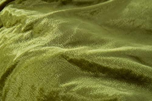 DecorAvenue DecorAvenue Ultra-Luxe Crushed Velvet Duvet Cover, Boho Bedding UO Comforter Bedding Donna Cover,3 Pc Duvet Set, Velvet Bedding Set (Olive Green, UK Super King 88\" x 104\")
