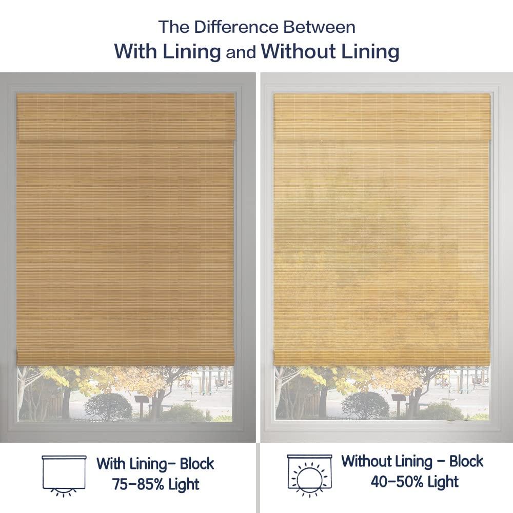 LANTIME LANTIME Wood Window Roman Shades, Lined Blackout Bamboo Roman Shades Blinds, Easy Installation for Home and Garden, Pattern 3