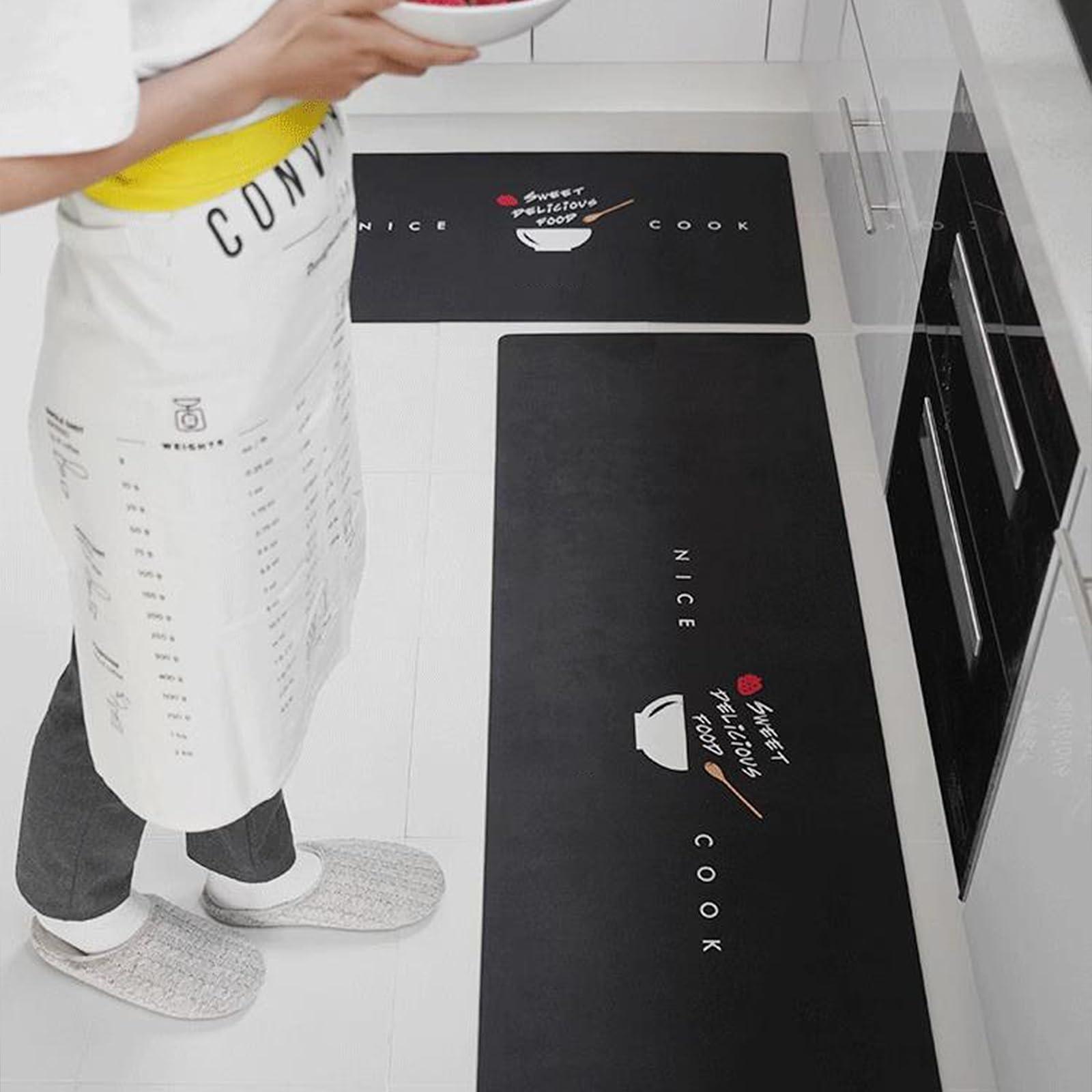 WIRMEC Padded Kitchen Floor Mats Large, Kitchen Carpets and Rugs Non-Slip Washable, Rubber Kitchen Mats for Floor Waterproof, Long Kitchen Padded Floor Mats for Standing, Comfort Mat for Kitchen, Entryway (