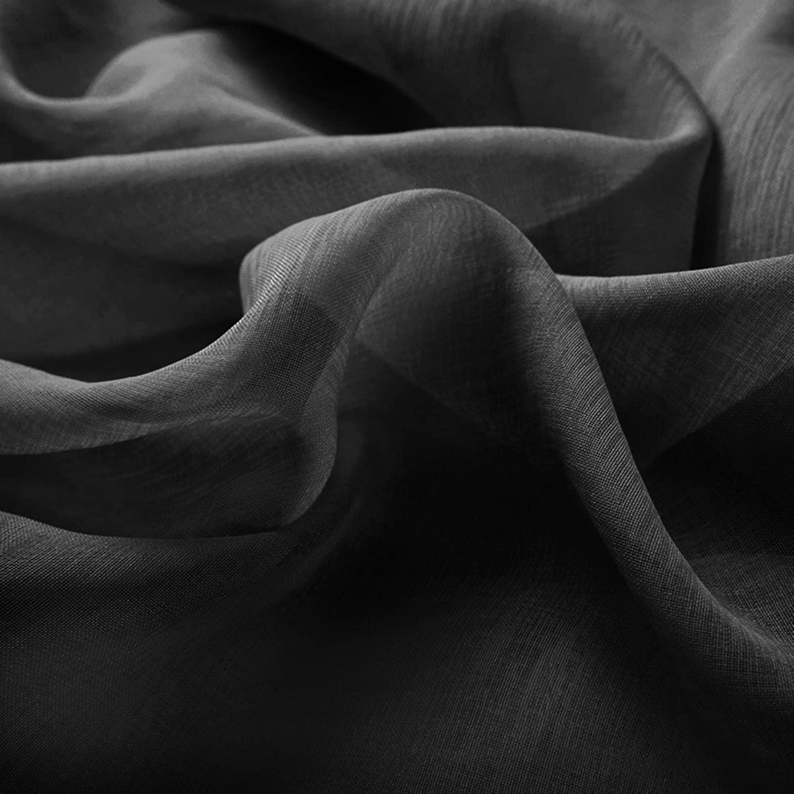 KnBoB KnBoB Black Curtains Sheer, 40x72 Privacy Curtains That Let Light in Living Room Grommet Polyester Solid Color Sheer Privacy Curtains 72 Inches Long