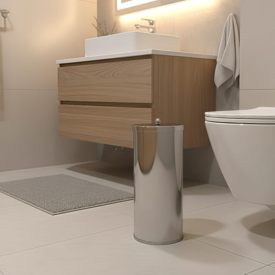 Huji [2023 Upgraded Version] HUJI Rust Resistant Stainless Steel Toilet Paper Roll Canister Holder w/Removable Base for Bathroom Storage (1 Pack, Toilet Paper Canister)