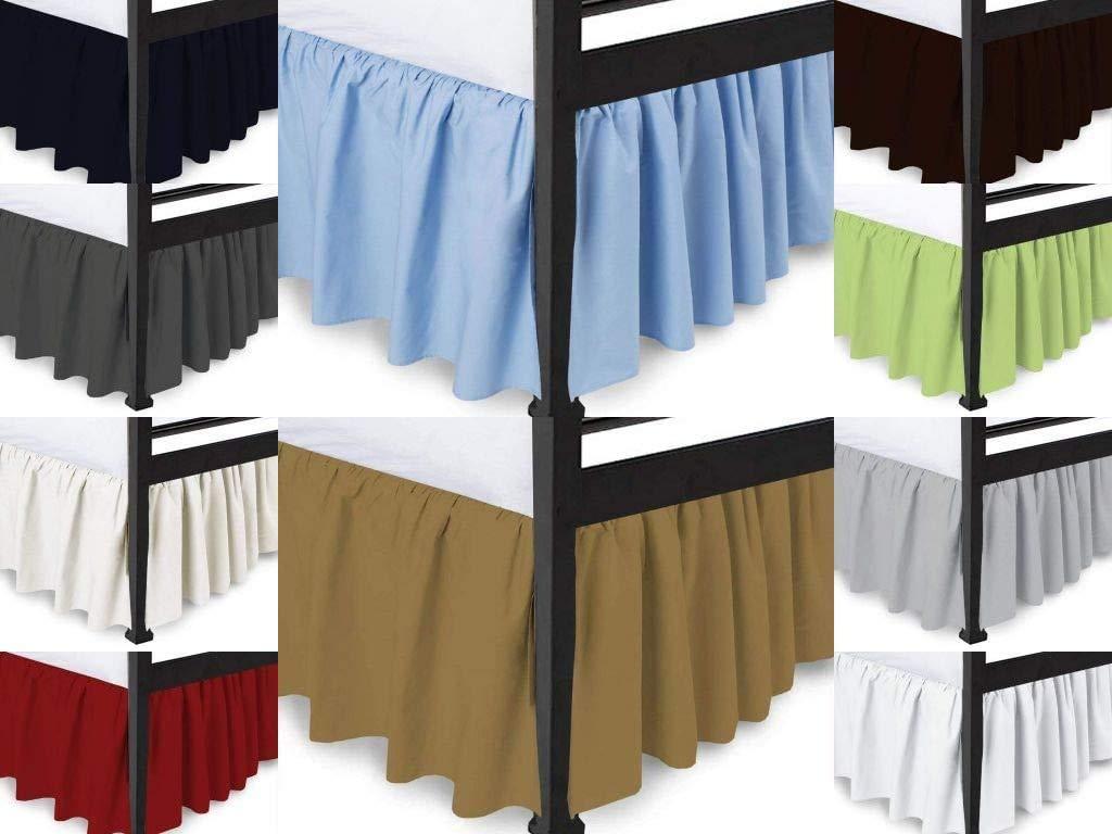 Royalbeddingking Royalbeddingking Light Blue Olympic Queen Size 21 Inch Drop Length Three Sided Coverage with 800 Thread Count Egyptian Cotton Ruffled Gatherd Bed Skirt with Split Corners