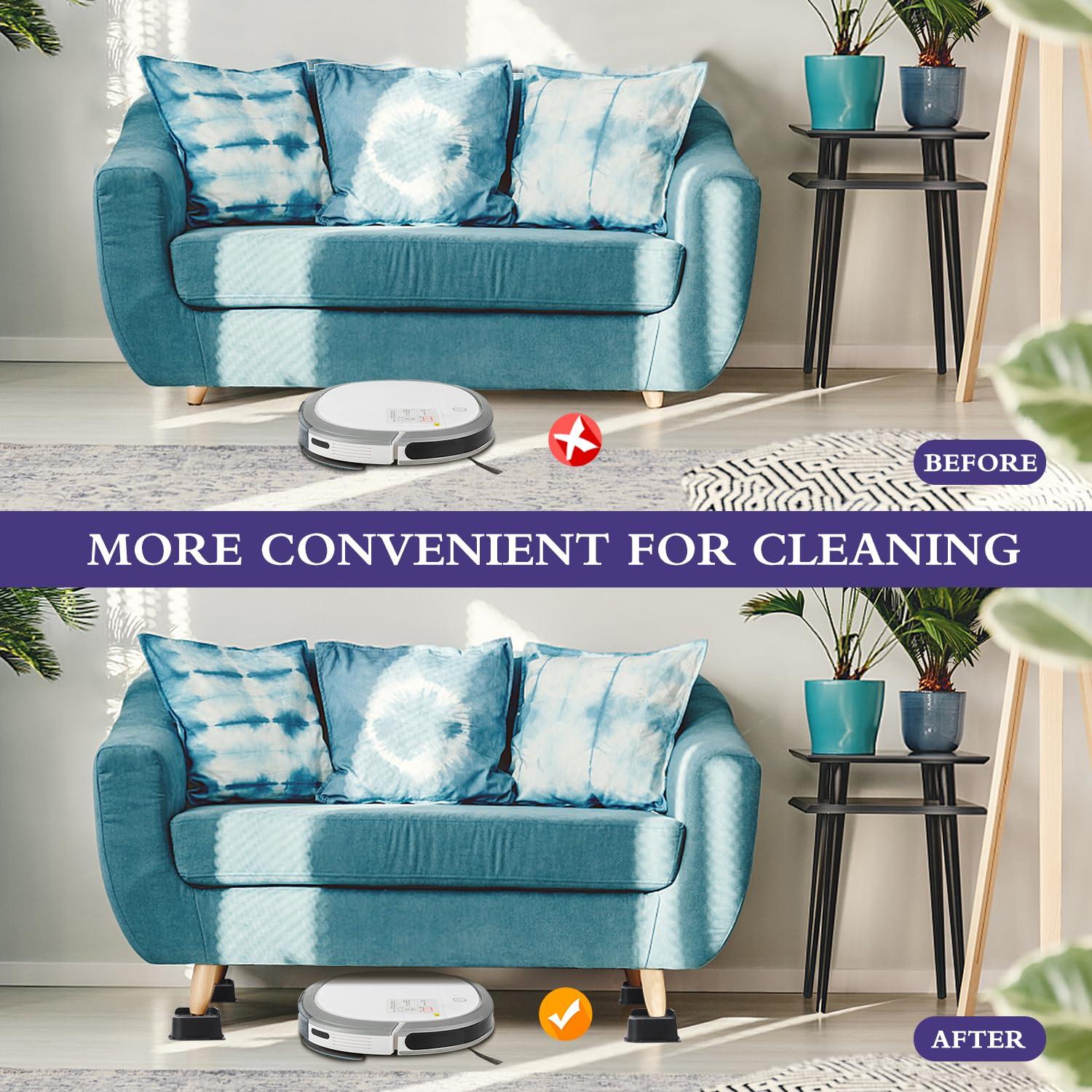 Sunifier Sunifier Bed Risers 3 inch Heavy Duty 4 Pack, L Shape Funiture Risers 3 inch Support 5000LBs, Oversized Lifts Risers for Dorm Beds Frame, Sofa, Desk, Couch, Chairs Legs (Black 4-Pack,3 inch)