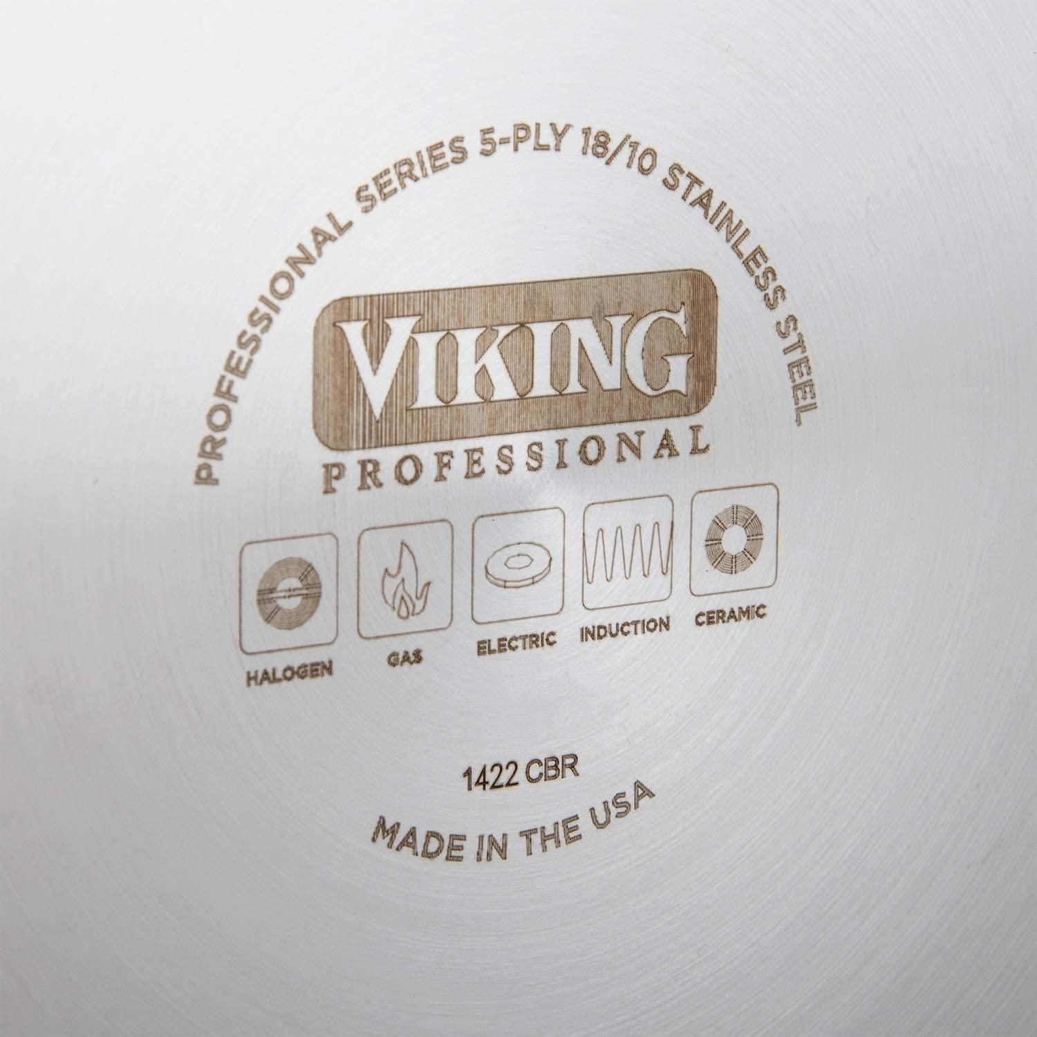 Viking Culinary VIKING Culinary Professional 5-Ply Stainless Steel Nonstick Fry Pan, 10 Inch, Ergonomic Stay-Cool Handle, Dishwasher, Oven Safe, Works on All Cooktops including Induction