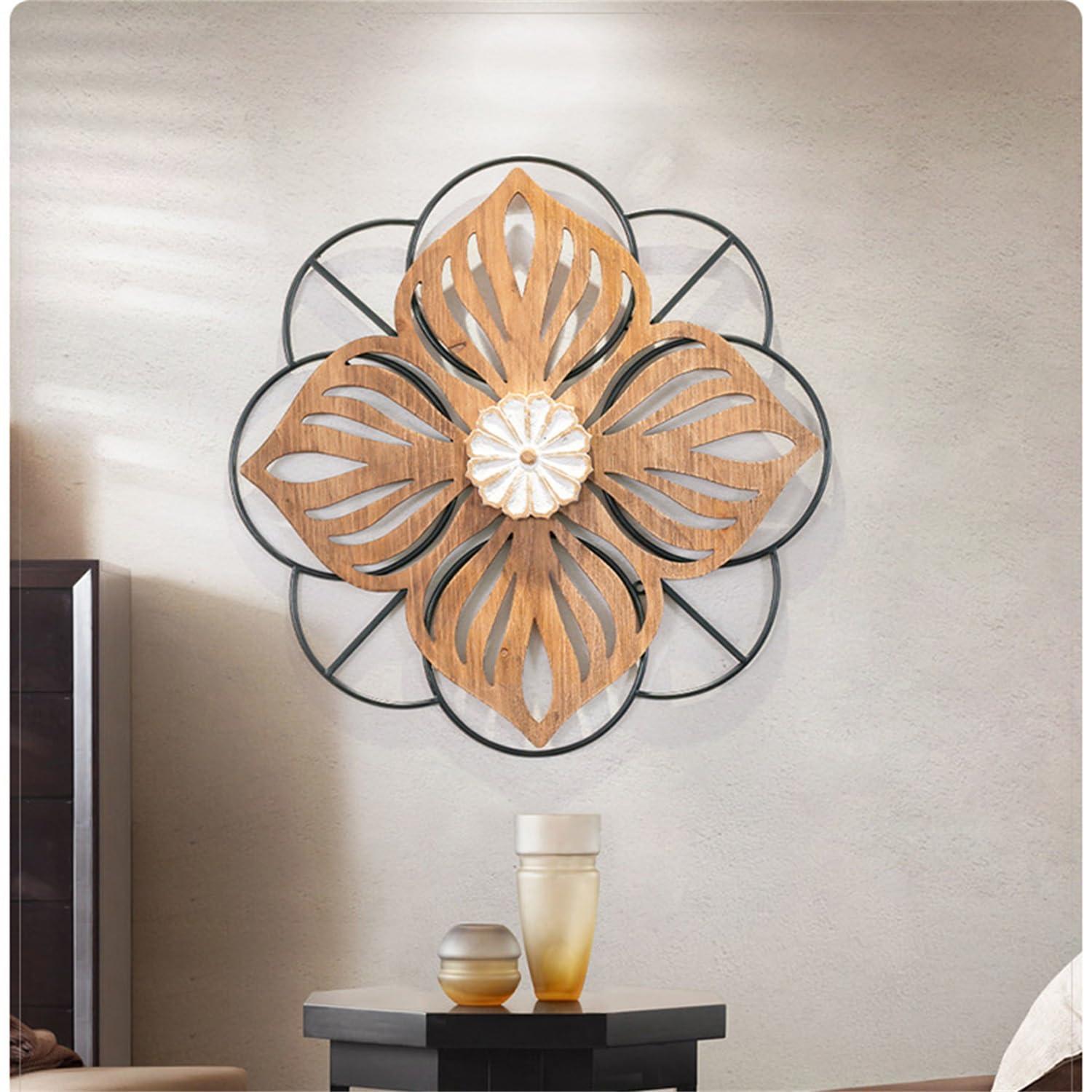 MENALGNDI MENALGNDI Flowers Wall Decor Wall Art, Farmhouse Wall Decor Rustic Wood Round Wall Art Hanging Decoration for Home Bedroom Living Room Decor