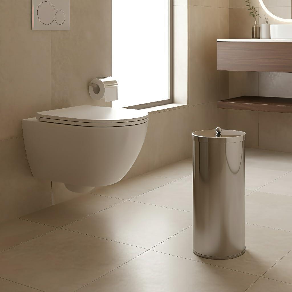 Huji [2023 Upgraded Version] HUJI Rust Resistant Stainless Steel Toilet Paper Roll Canister Holder w/Removable Base for Bathroom Storage (1 Pack, Toilet Paper Canister)