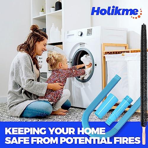 Holikme Holikme 2 Pieces Dryer Vent Cleaner Kit, Dryer Lint Vacuum Attachment and Flexible Dryer Lint Brush, Vacuum Hose Attachment Brush, Blue