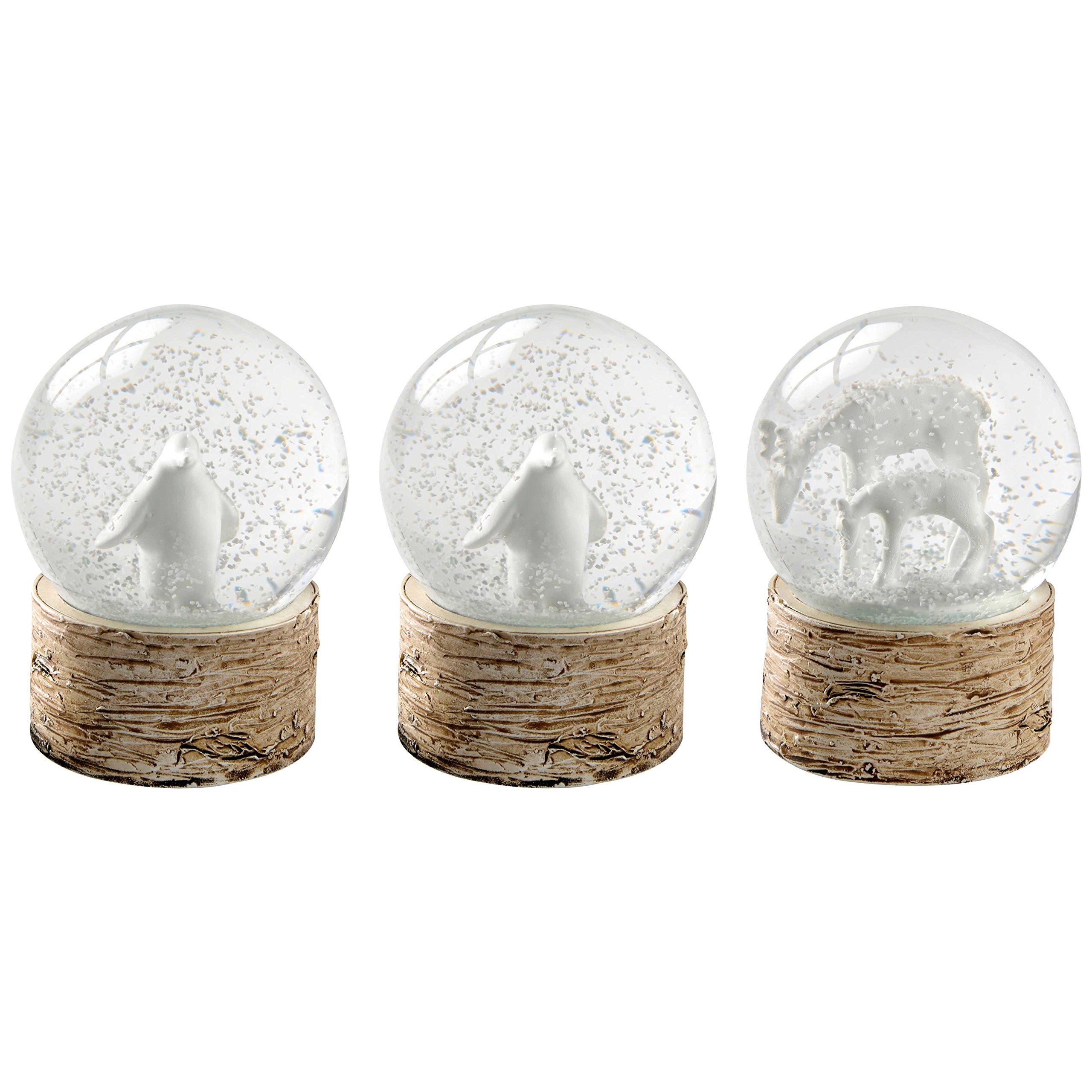 WeRChristmas WeRChristmas Snowflake Deer and Penguin Snow Globe Christmas Decoration, 65 Mm - White, Set of 3
