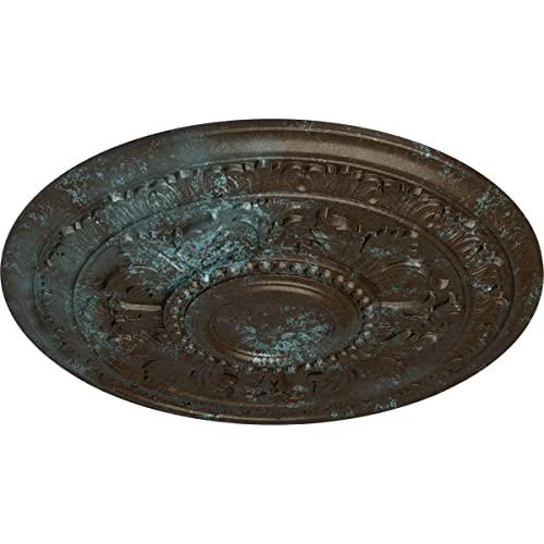 Ekena Millwork Ekena Millwork CM30TEBBS Tellson Ceiling Medallion, 30 5/8\"OD x 2 1/2\"P (Fits Canopies up to 6 3/4\"), Hand-Painted Bronze Blue Patina
