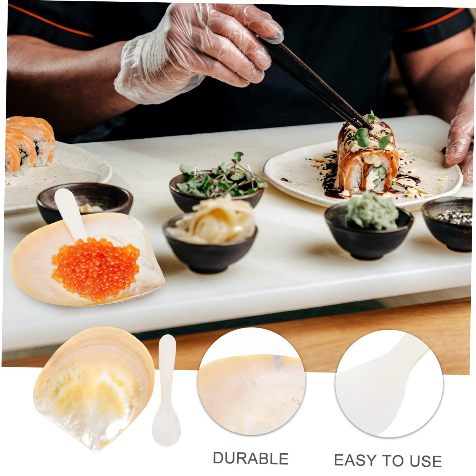 PRETYZOOM PRETYZOOM 1 Set Caviar Dish Fish Decorative Balls for Bowls Products Tank Conch Charcuterie Flat Caviar Shell Dish Caviar Props Decorative Paintings for Living Room Glossy Shell Adornment