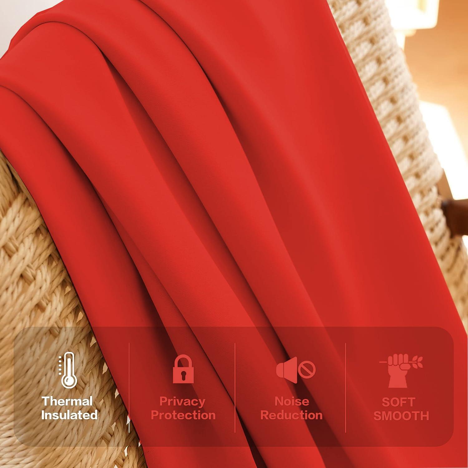 Homi Drapes Homi Drapes Double Pinch Pleated Blackout Curtains Thermal Insulated Room Darkening Drapes for Bedroom/Livingroom Along with 2 Panels Combined W(42"+42"),Tiebacks,Hooks (Red, 84"x95")