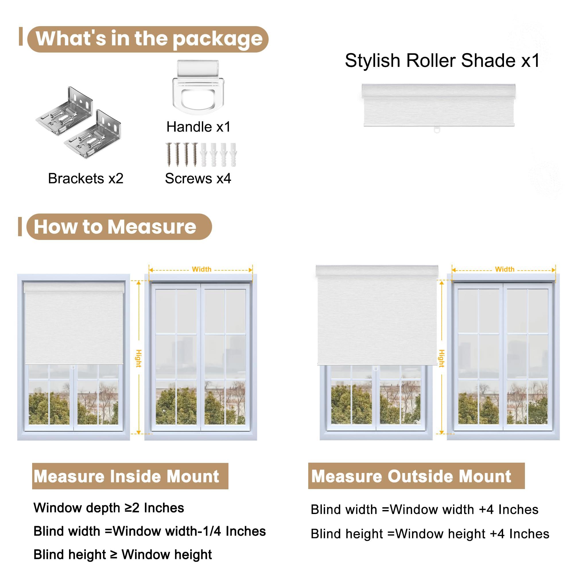 PQRSHADE PQRSHADE 100% Blackout Window Shades Pull Down for Indoor, Custom Room Darkening Striped Jacquard Fabric Roller Window up and Down Blinds with Thermal Insulated Easy to Install(88" W x 96" H) S-Gray