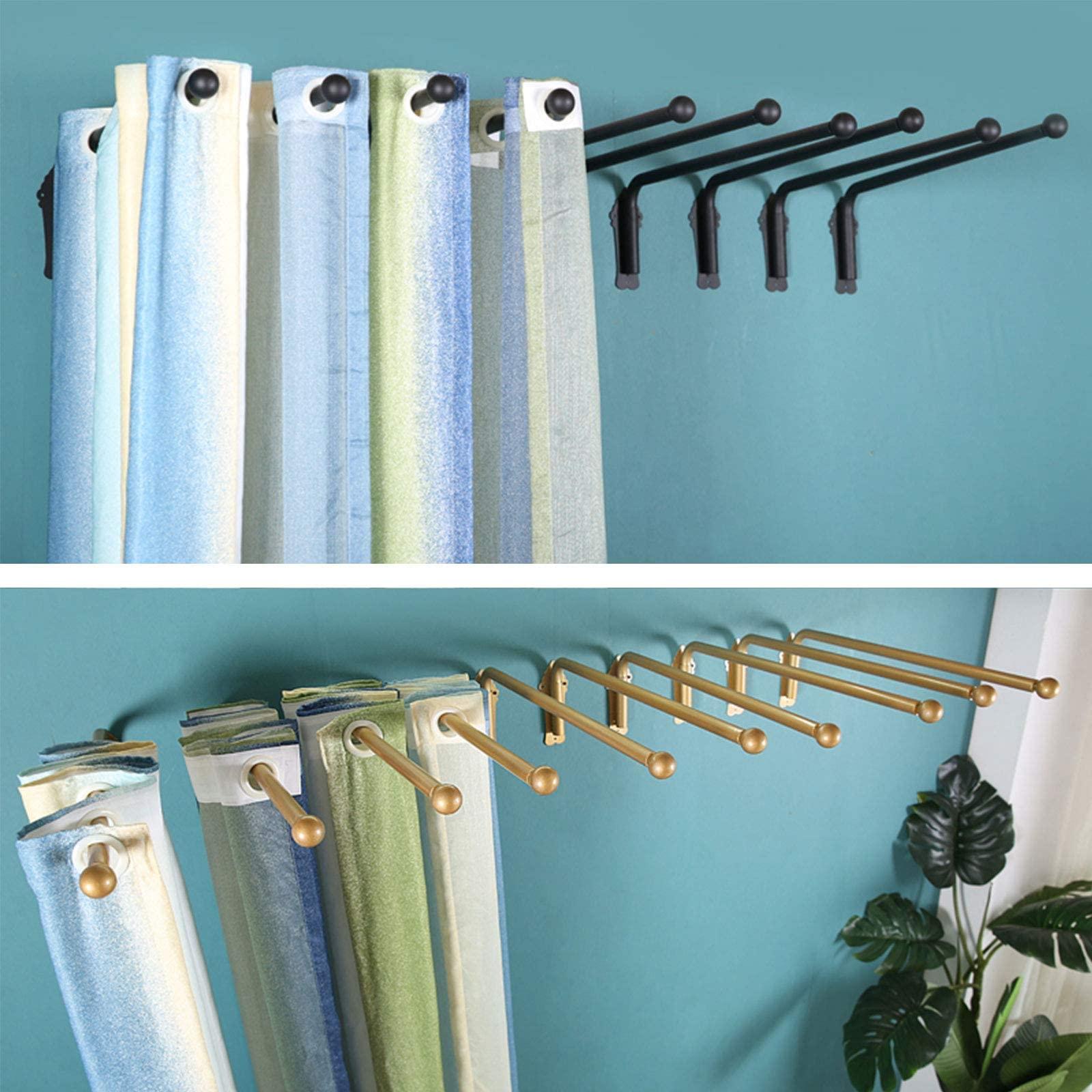 CAMZ CAMZ 2 Piece Swing Arm Curtain Rods, Iron Rod with Mounting Hardware Heavy Duty 40kg 180 Swing Window Curtain Display Stand for Store Kitchen Bathroom (Gold 120cm/47in)