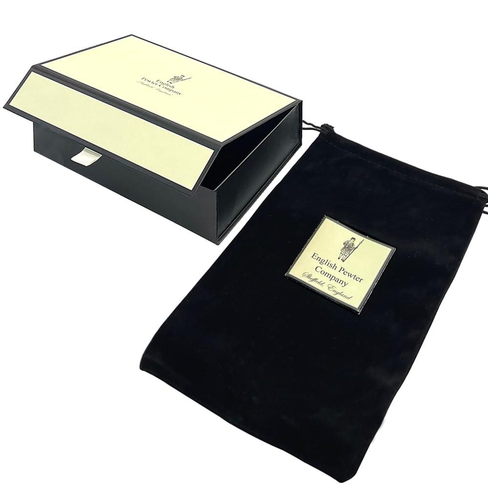 English Pewter Company Sheffield, England English Pewter Company 6oz Pewter Liquor Hip Flask with Luxury Brown Leather Pouch [PLF01]