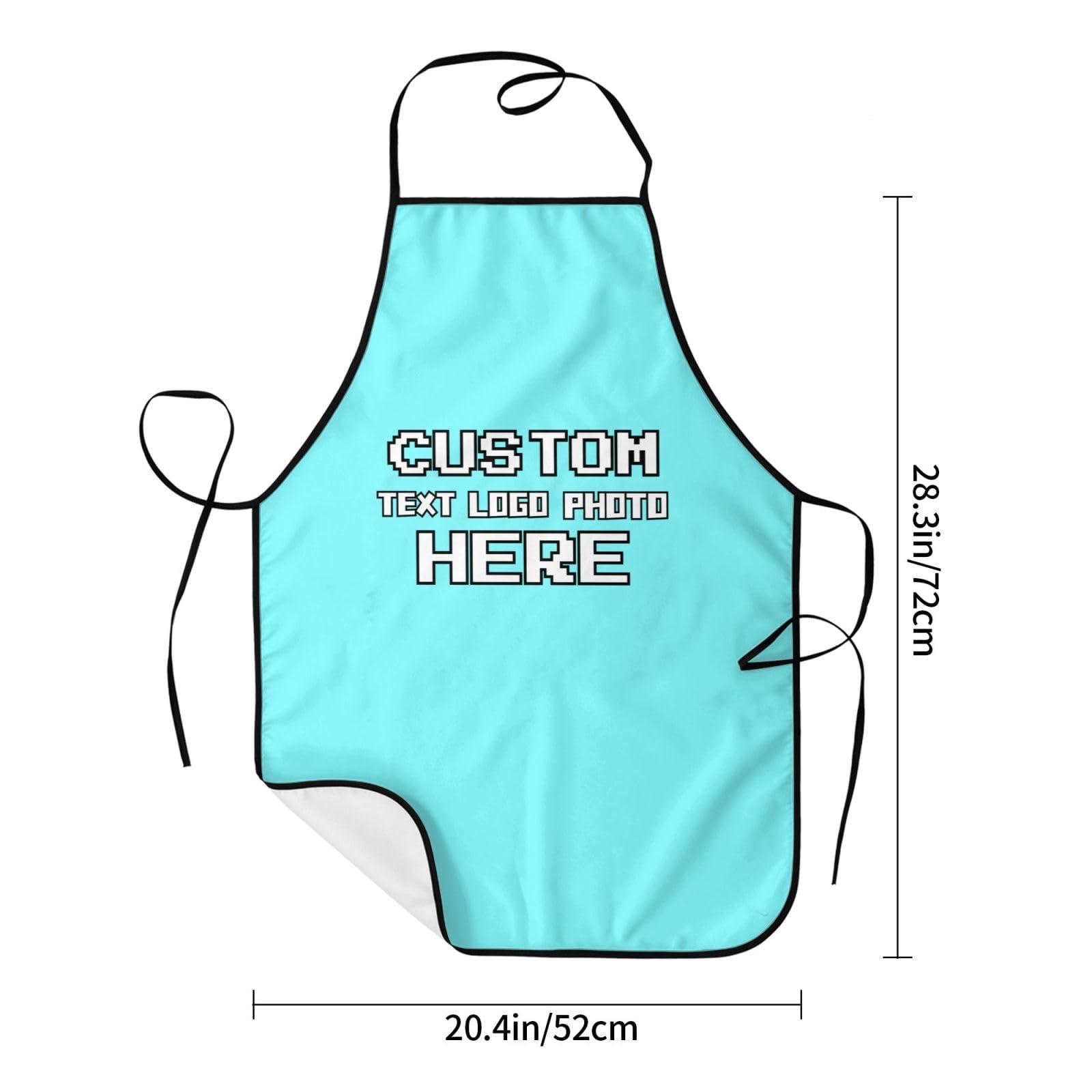 Rziaespj Rziaespj Custom Apron Aprons for Men with Text Logo Photo Name Custom Aprons for Great Gifts Personalized Photos And Text for You Design Gift for Mom Cyan