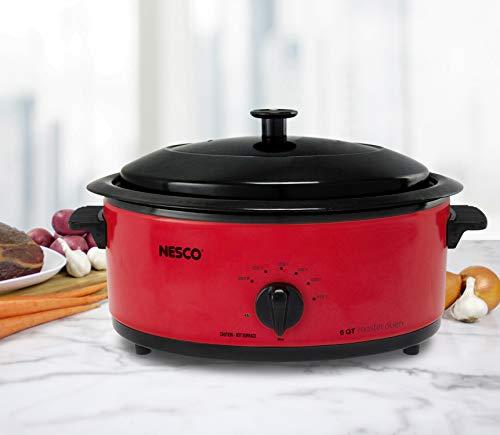 Nesco NESCO 4816-12, Roaster Oven with Porcelain Cookwell, Red, 6 quart, 750 watts