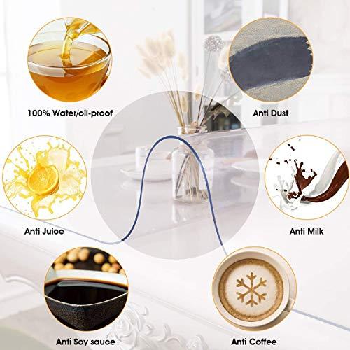 LovePads LovePads 2mm Thick 35.4 x 63 Inch Clear Table Cover Protector, Clear Table Protector for Dining Room Table, Plastic Table Protector, Dining Table Cover, Table Pads for Dining Room Table