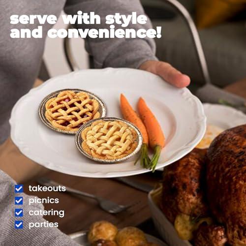 Fit Meal Prep Fit Meal Prep 100 Pack 5 Aluminum Foil Pie Pans, 5 inch Disposable Aluminum Baking Pie Pan, Deep Foil To Go Food Storage Containers Freezer Safe for Catering, Packaging