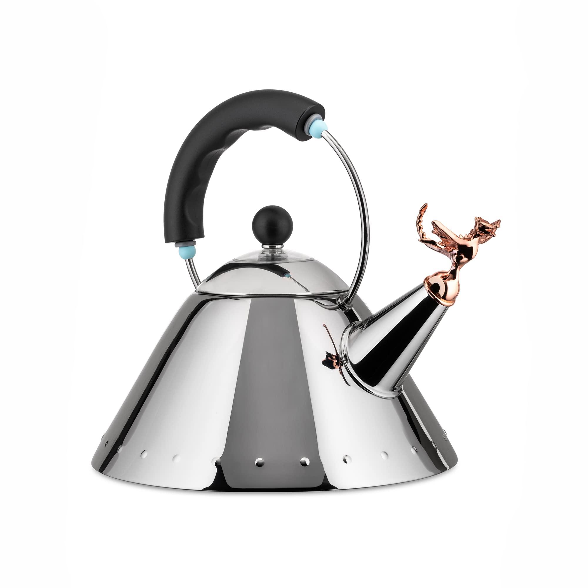Alessi Alessi | Tea Rex - Design Kettle with Handle and Dragon-Shaped Whistle, Stainless Steel, Black