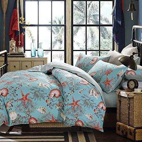 Brandream Brandream Luxury Nautical Bedding Set Queen Size Coastal Beach 100% Egyptian Cotton Duvet Cover Set 3-Piece Smooth Crisp Silky (Comforter Not Included)