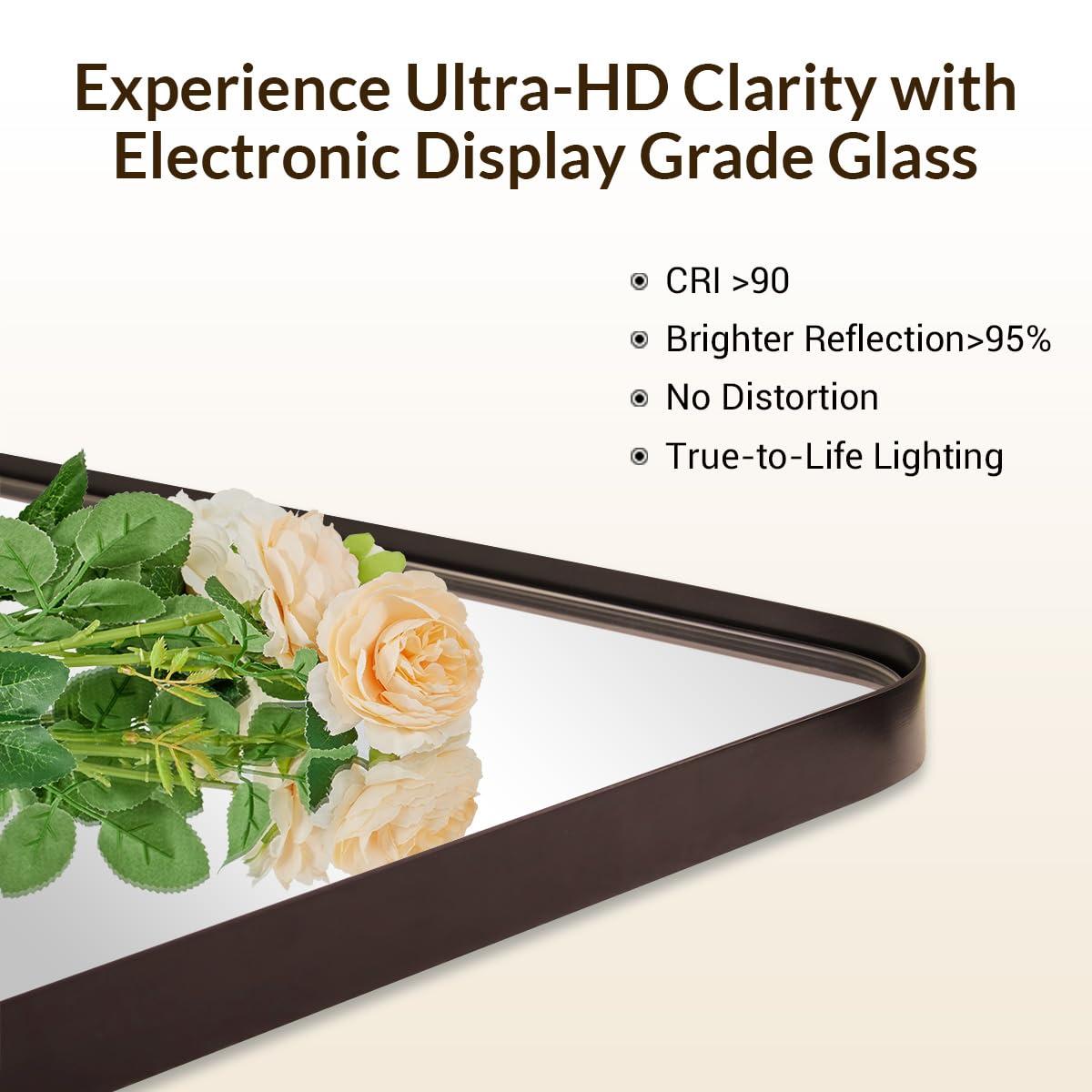 ANDY STAR ANDY STAR Wall Mirror for Bathroom, 20x28Brushed Bronze Bathroom Mirror, Rounded Rectangle Mirror in Premium Stainless Steel Metal Frame Hangs Horizontal Or Vertical