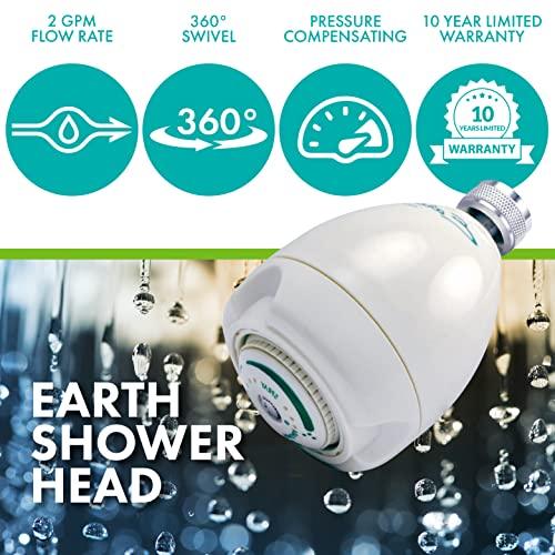 Niagara Conservation Niagara Conservation N2920 Earth Spa 3-Spray with 2 GPM 2.7-in. Wall Mount Adjustable Fixed Shower Head in White, 1-Pack | Bathroom Shower Head Sprayer with Pressure Compensation Technology