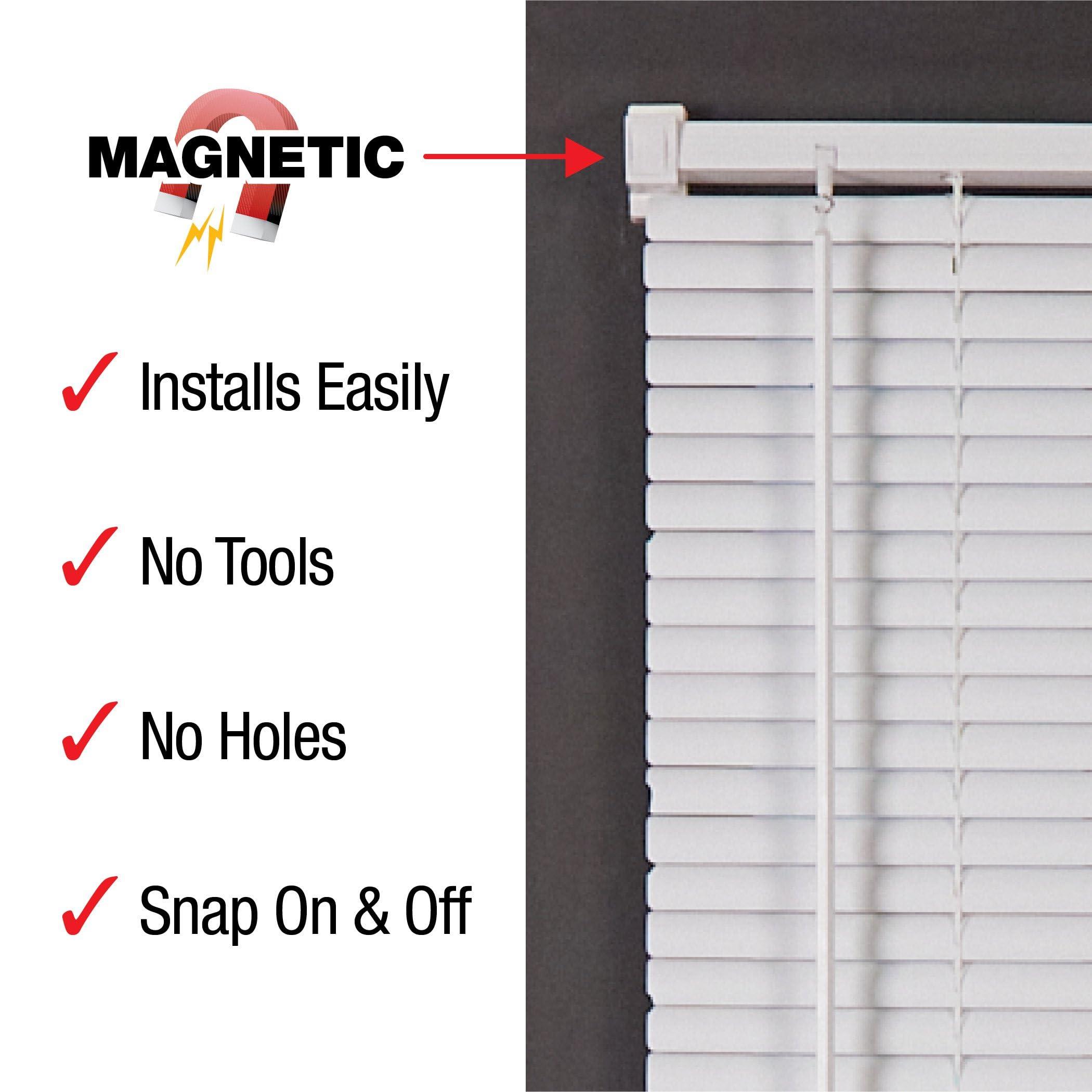 Collections Etc Collections Etc Easy Install Magnetic Blinds, 1" Mini Quick Snap on/Snap Off, for Steel Metal Door Windows, White, 25" X 40", White, 25" X 40"