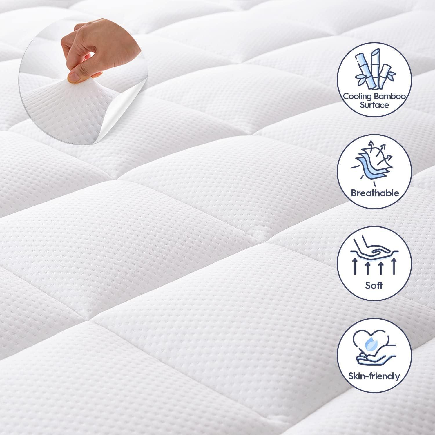 ELEMUSE ELEMUSE Dual Layer 3 Inch Memory Foam Mattress Topper King, 2 Inch Cooling Gel Memory Foam Plus 1 Inch Down Alternative Pillowtop Mattress Pad, Viscose Made from Bamboo Cover, Soft Comfort Support