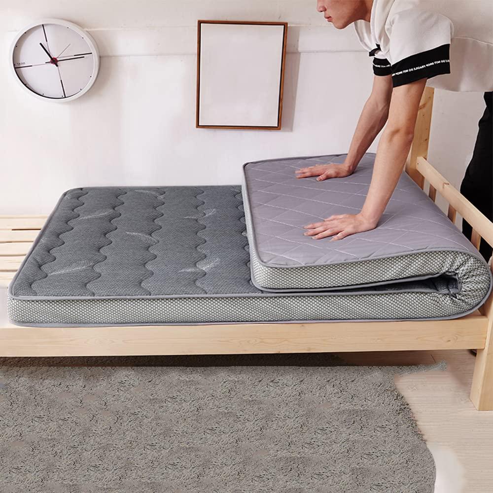 Generic Foldable Futon Mattress Korean Tatami Mattress Topper Portable Sleeping Pad Student Dormitory Double Single Roll Up Mattress for Floor Guest Camping Adult Children,Leaf 3cm,King(180x200cm)