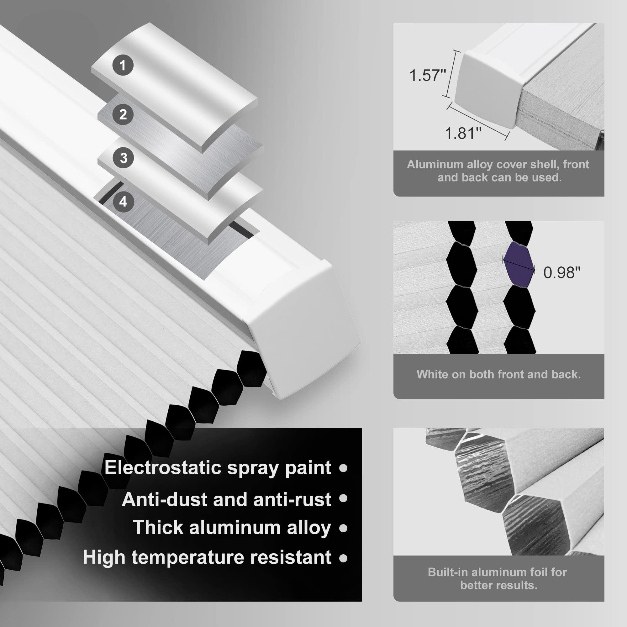 HOTSOON Blackout Cellular Shades Cordless HOTSOON Pull Down Honeycomb Blinds for Window, Home, White, 63" W x 48" H