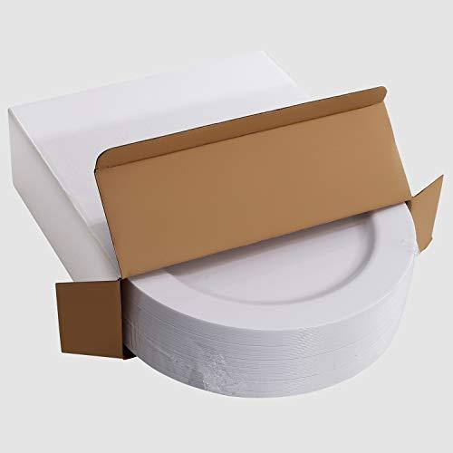 I00000 I00000 50 Pcs White Plastic Dessert Plates, 7.5 inch Disposable Salad Plates, Premium Appetizer Plates for Party, White Plastic Plates for Wedding