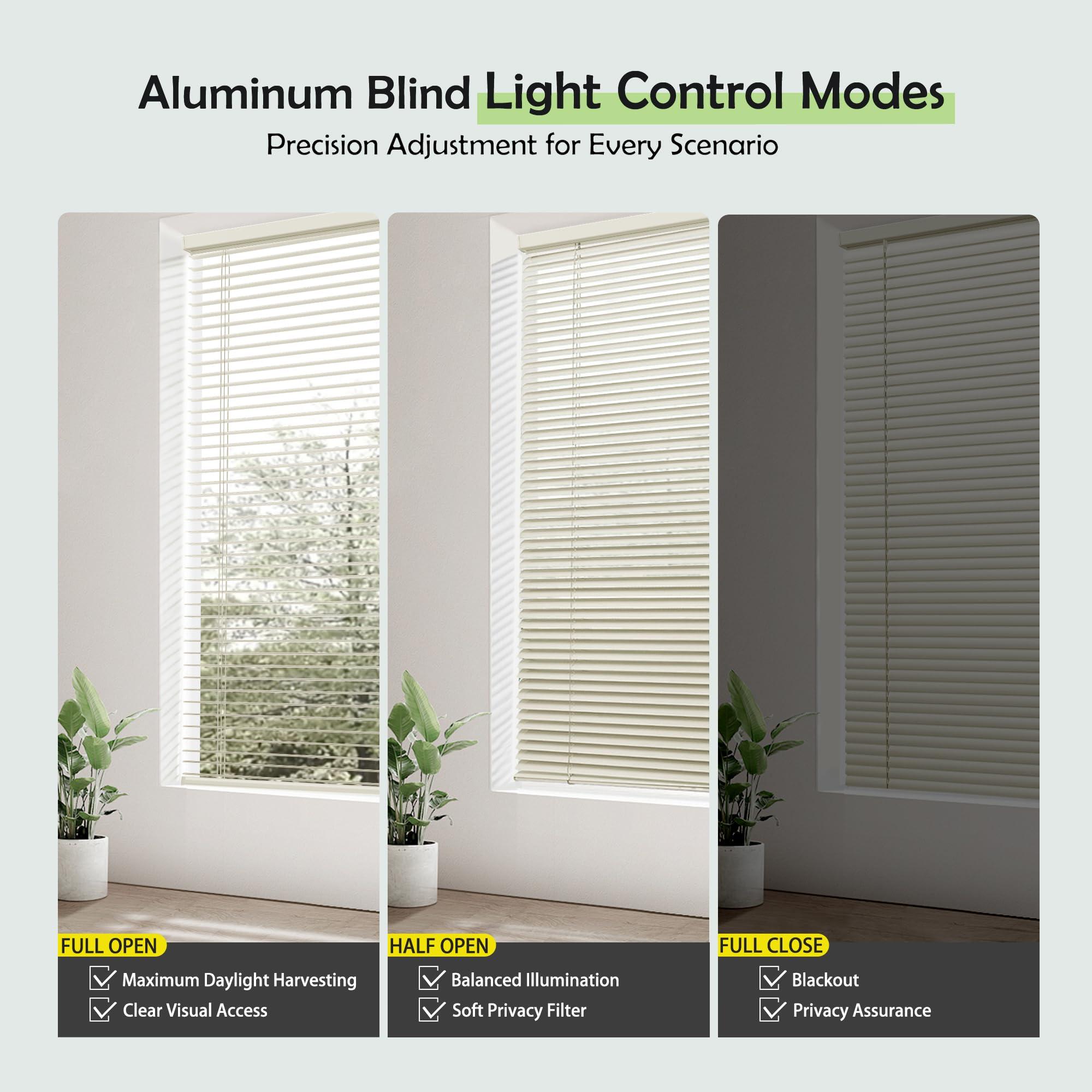 simty Simty Corded 1\" Aluminum Mini Blinds for Windows, Venetian Horizontal Blinds, Privacy Shades for Bedroom, Bathroom,Kitchen,Office, 44\" W x 72\" H, Beige