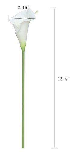 Duovlo Duovlo 20pcs Calla Lily Bridal Wedding Bouquet Lataex Real Touch Artificial Flower Home Party Decor (White)