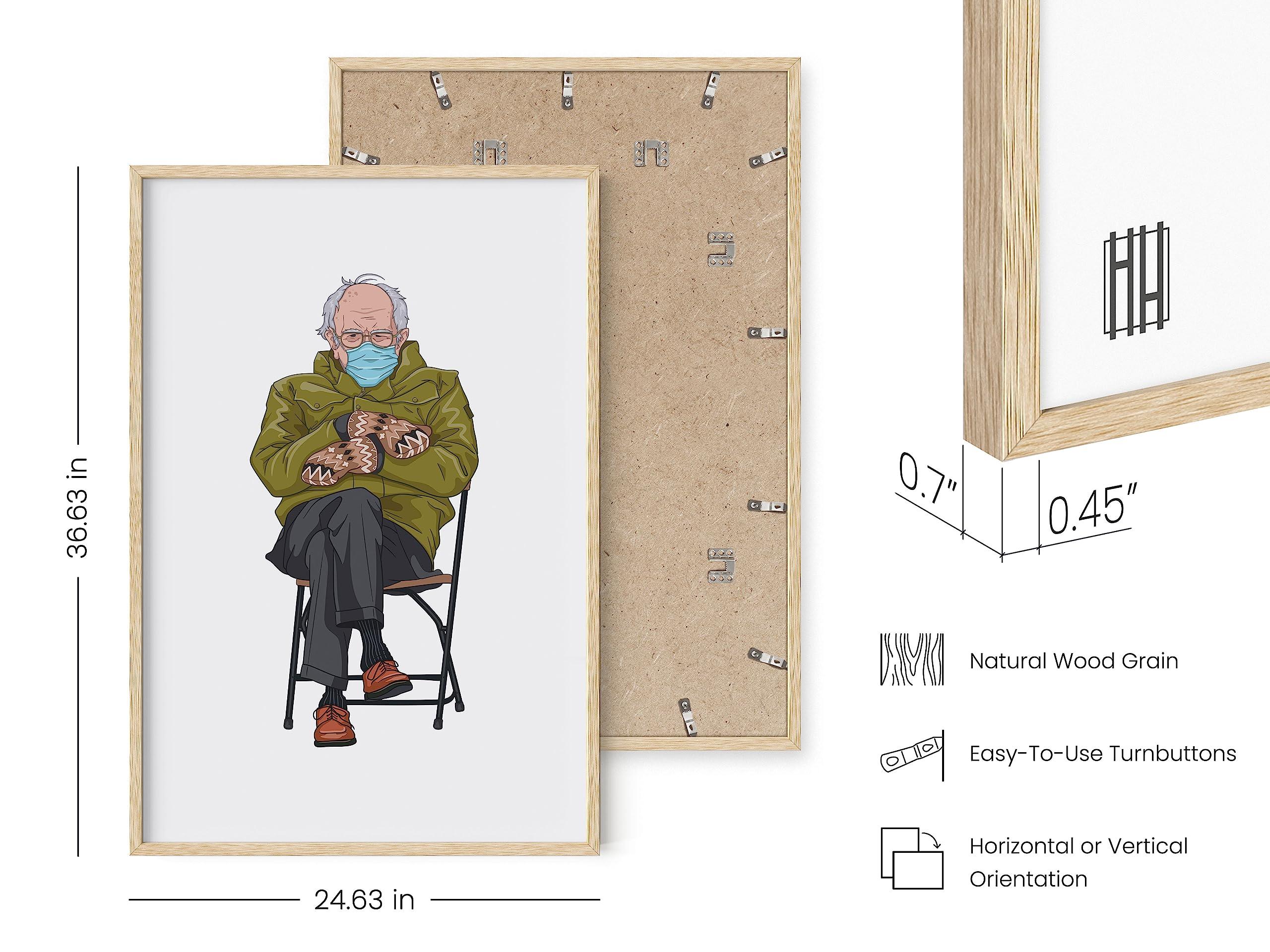 HAUS AND HUES HAUS AND HUES Bernie Sanders Meme - Bernie Sanders Poster, Meme Posters, Meme Wall Art, Political Posters Bernie Sanders Mittens Political Posters Liberal Bernie\'s Mittens (Beige Framed, 16x20)