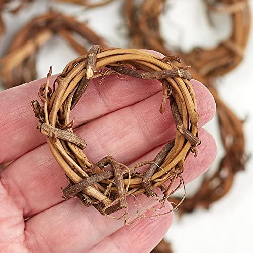 Factory Direct Craft Pack of 12 Mini Grapevine Wreaths - Miniature Natural Dried Vine Twig Rings for Napkin Rings, Tiny Crafts, and DIY Decorations by Factory Direct Craft (2 inch diam)