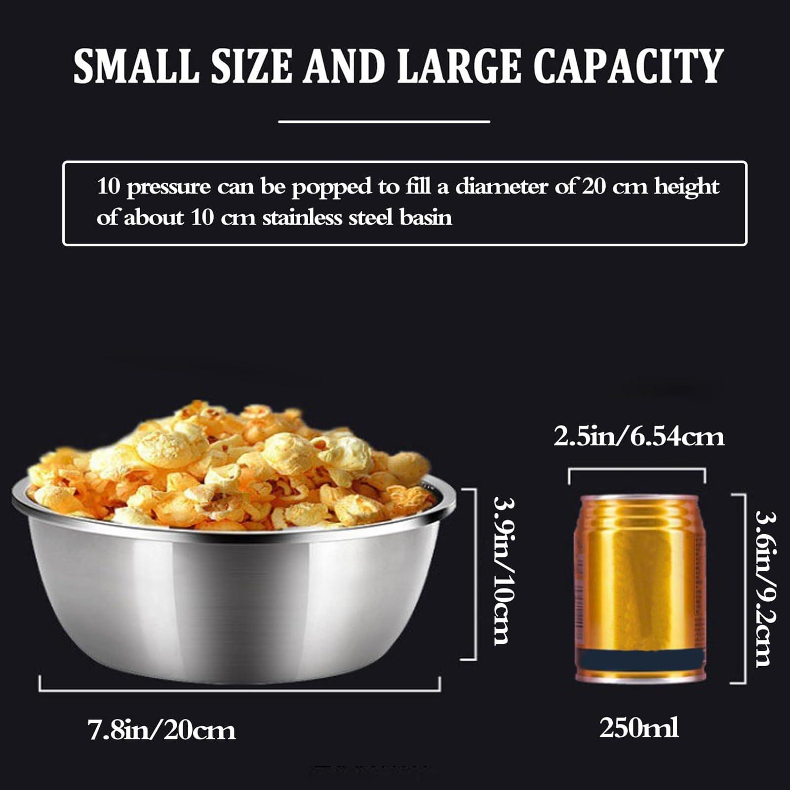 JOSKAA Chinese Popcorn Maker, 304 Stainless Steel Hand Popcorn Machine with Precision Pressure Gauge, Retro Nostalgia Mini Popcorn Machine Can Make Popcorn and Heat Food,300ML