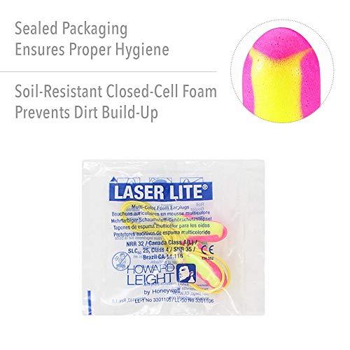 HOWARD LEIGHT Howard Leight by Honeywell Laser Lite High Visibility Disposable Foam Earplugs, 100-Pairs, Pink/Yellow, LL-30