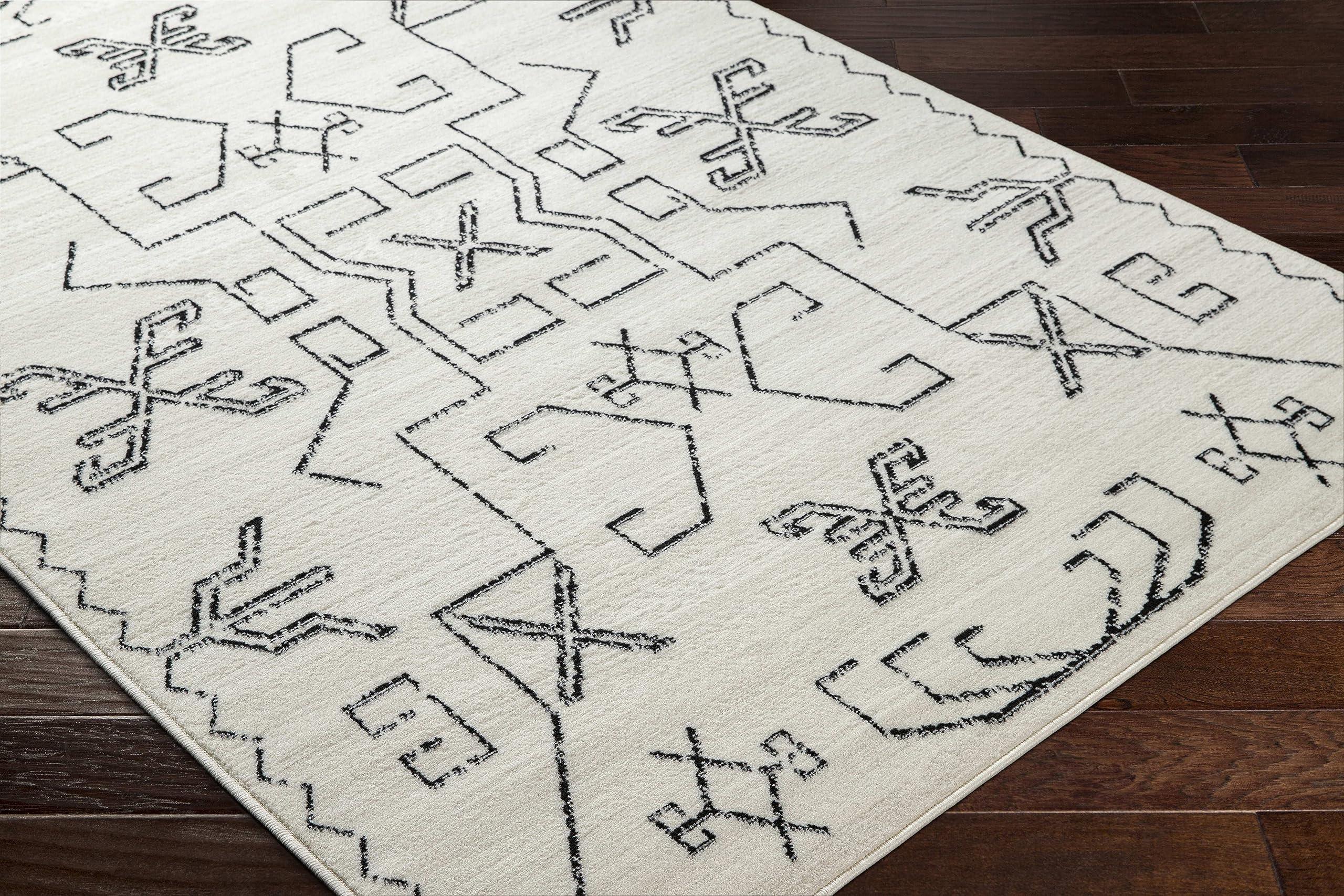 MARK & DAY Mark&Day Area Rugs, 6x9 Kiara Global Off-White/Black Area Rug, Off-White Black Carpet for Living Room, Bedroom or Kitchen (6'7" x 9')