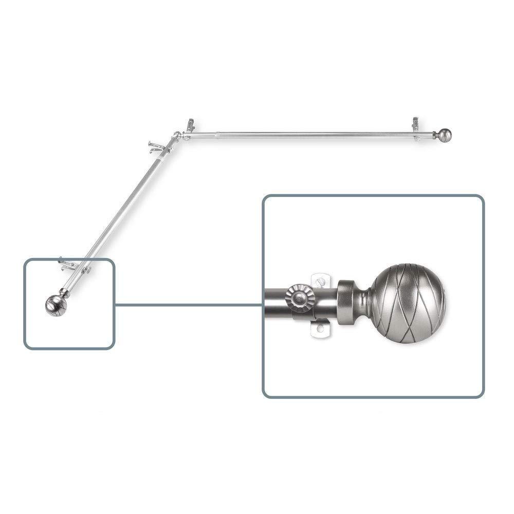 InStyleDesign InStyleDesign Desmond Corner Window Double Curtain Rod 13/16 inch Dia. Satin Nickel 66-120 inches Silver Finish