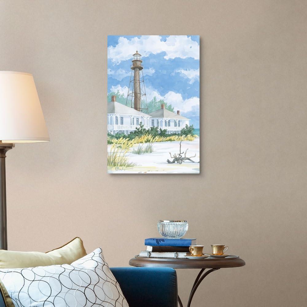 CANVAS ON DEMAND CANVAS ON DEMAND Sanibel Lighthouse Canvas Wall Art Print by Paul Brent, Coastal, Contemporary, Home Decor, Landscape Artwork, 20" x30in
