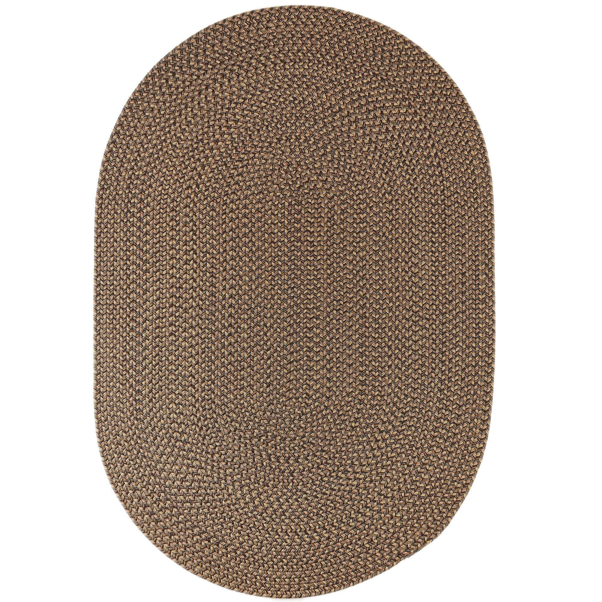 Super Area Rugs Super Area Rugs Braided Rug Sanibel Indoor/Outdoor Braided Classic American Made Carpet, Brown, 7' x 9' Oval