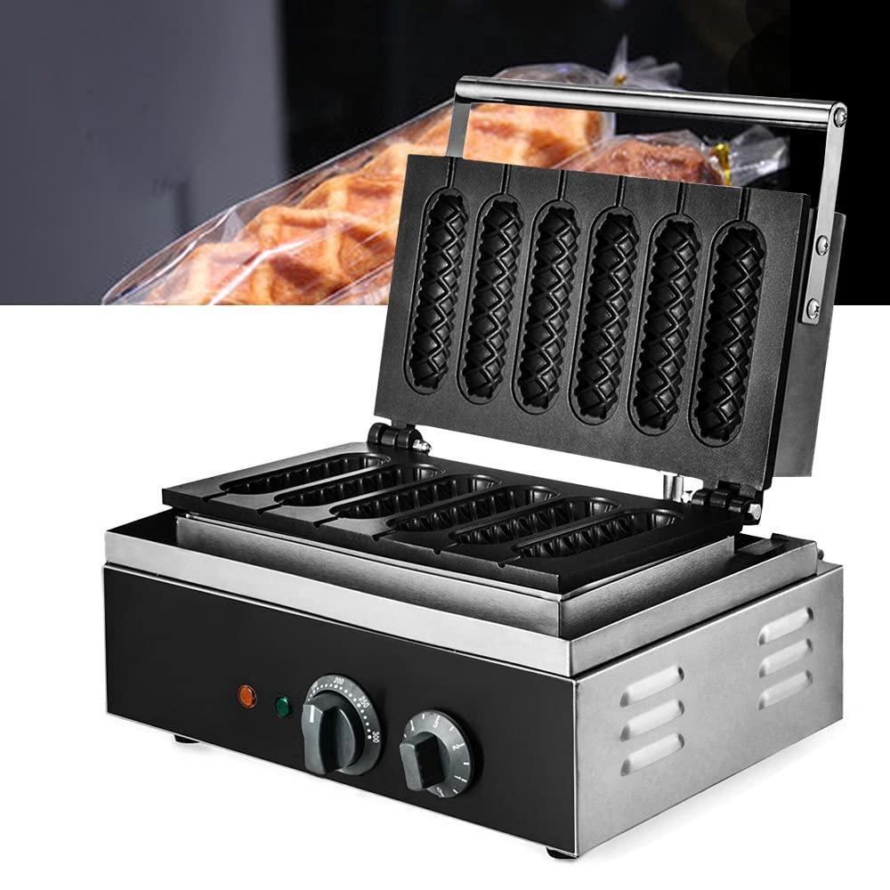 TBVECHI Waffle Corn dog Maker Commercial Waffle Maker, 110 V 1500W 6PCS Electric Waffle Hot Dog Maker, Crispy Baking Corn Dog Waffles Non-Stick Maker(Type 1)