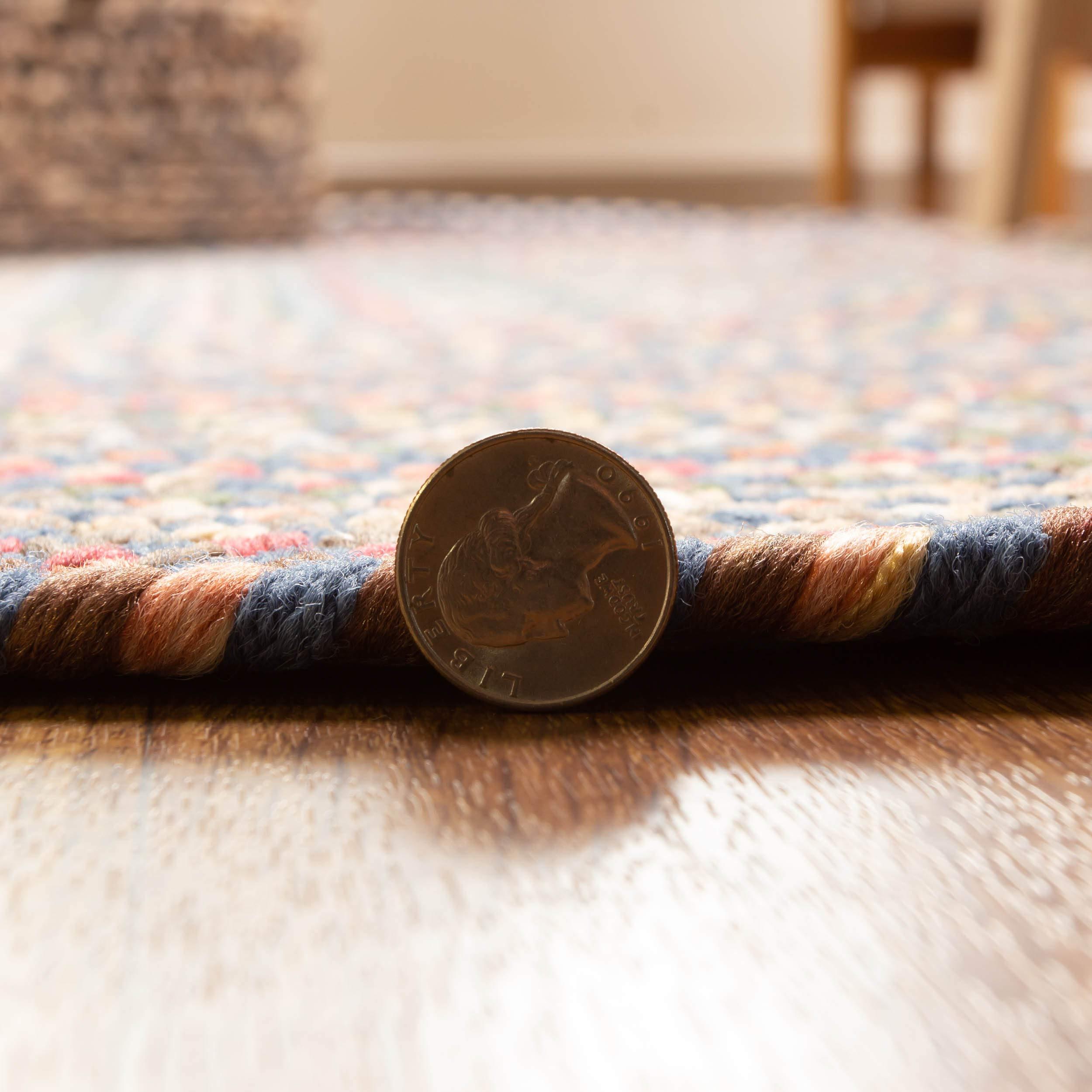 Super Area Rugs Super Area Rugs Roxbury American Made Braided Rug for Indoor Outdoor Spaces, Blue/Natural Multi, 3' X 5' Oval