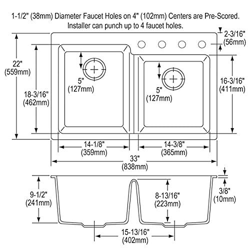 Elkay Elkay Quartz Classic ELG250RGR0 Greige Offset Double Bowl Top Mount Sink
