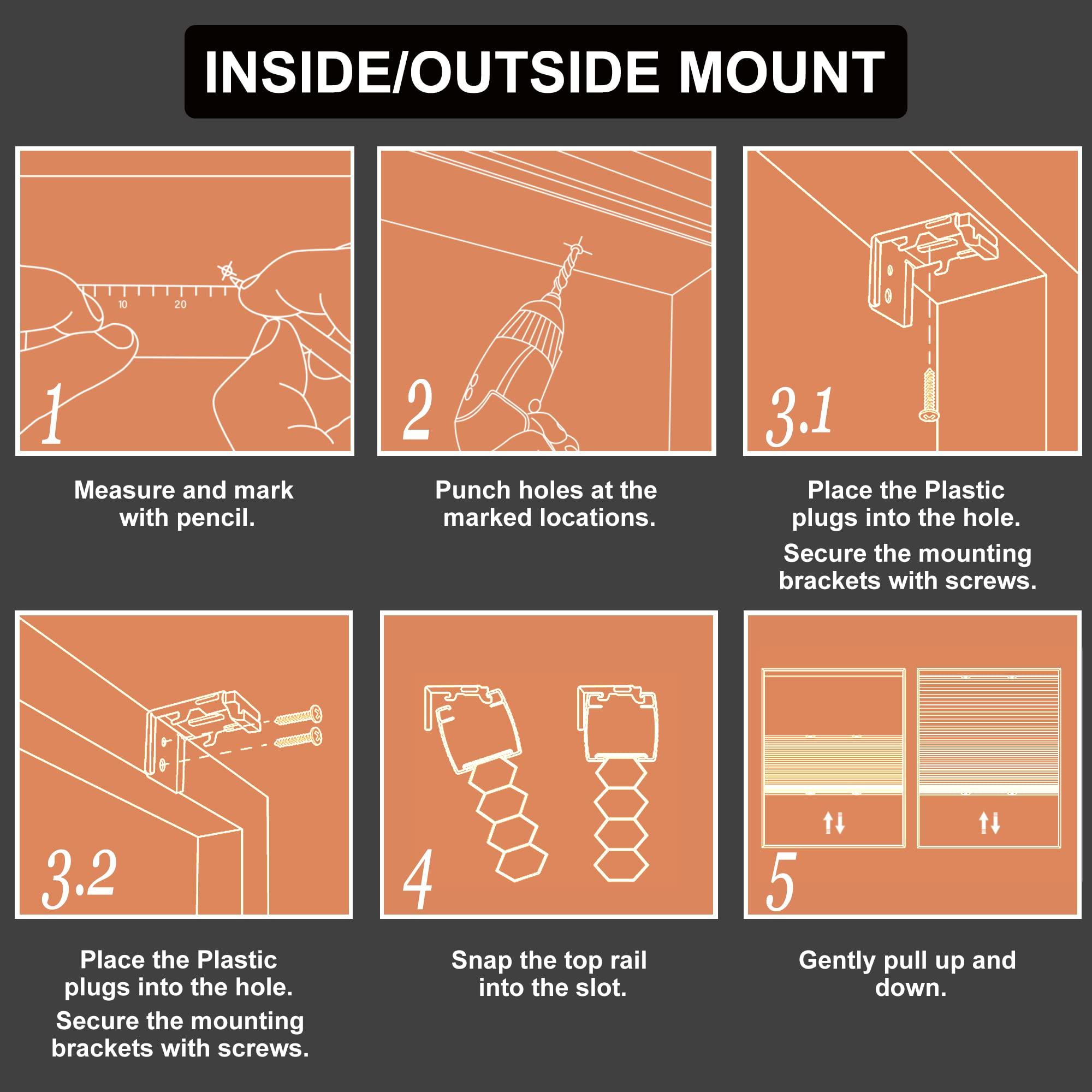 HOTSOON HOTSOON Top Down and Bottom Up Cellular Shades for Windows Blackout Cordless Honeycomb Blinds UV protection Easy Install Bathroom Bedroom Living Room,Dark Blue,33" W x 56" H