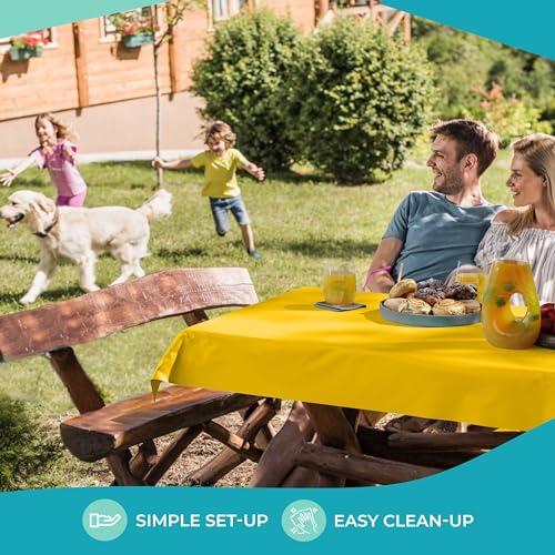 Exquisite Exquisite Yellow Plastic Table Cover Roll 40\" X 100\' Table Cloth Plastic Cover Roll - Premium Quality Banquet Rolls - Disposable Tablecloth Rolls - Table Cloth Rectangle Table Rolls